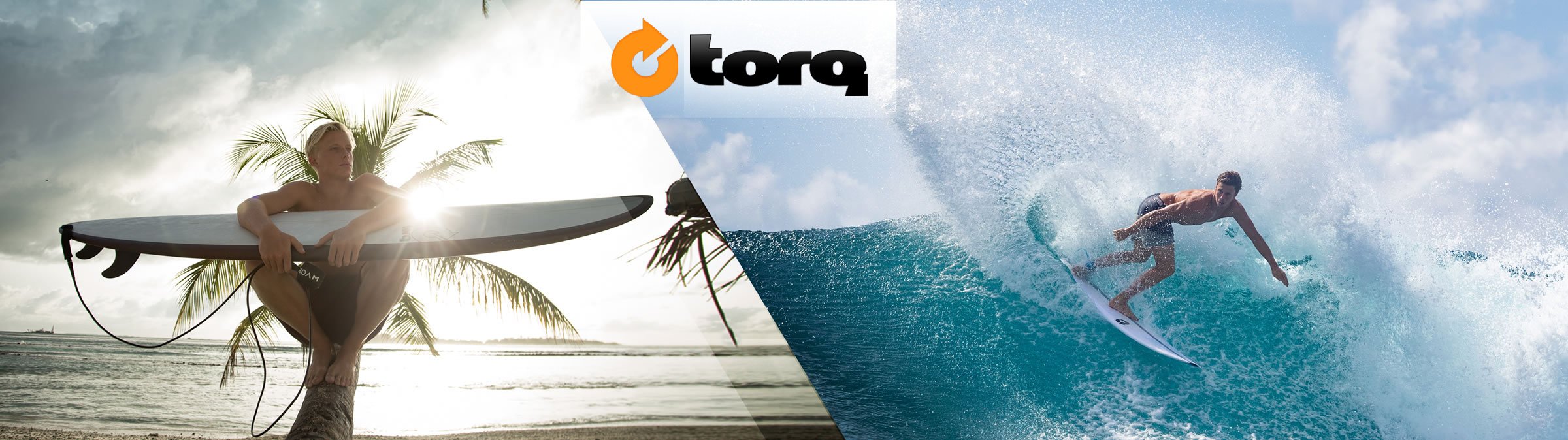 Banner with surfer using a Torq surfboard