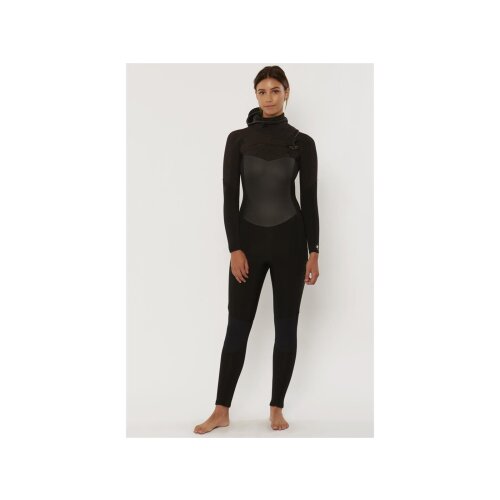 SISSTR Evolution 7 SEAS 5.4mm Eco Wetsuit Chest Zip neoprene hooded for woman Fullsuit black size 6