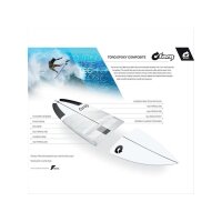 Surfboard TORQ Epoxy TEC Quad Twin Fish 6.4 carbon weiß