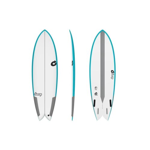 Surfboard TORQ Epoxy TEC Quad Twin Fish 5.6 Rail blau
