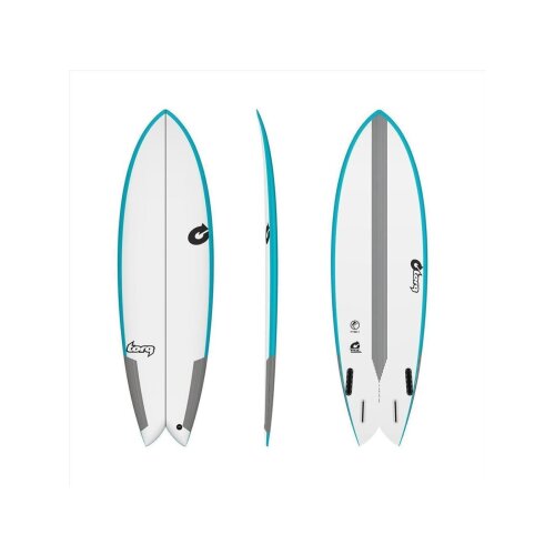 Surfboard TORQ Epoxy TEC Quad Twin Fish 6.0 Rail blau