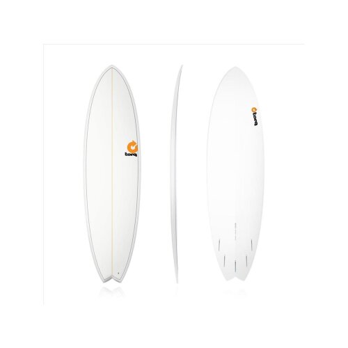 Surfboard TORQ Epoxy TET MOD Fish Board Pinlines weiß 6.10