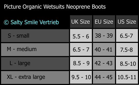 picture organic neoprene booties size chart